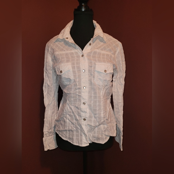 Tattoo Tops - White Patterned Blouse with Snaps